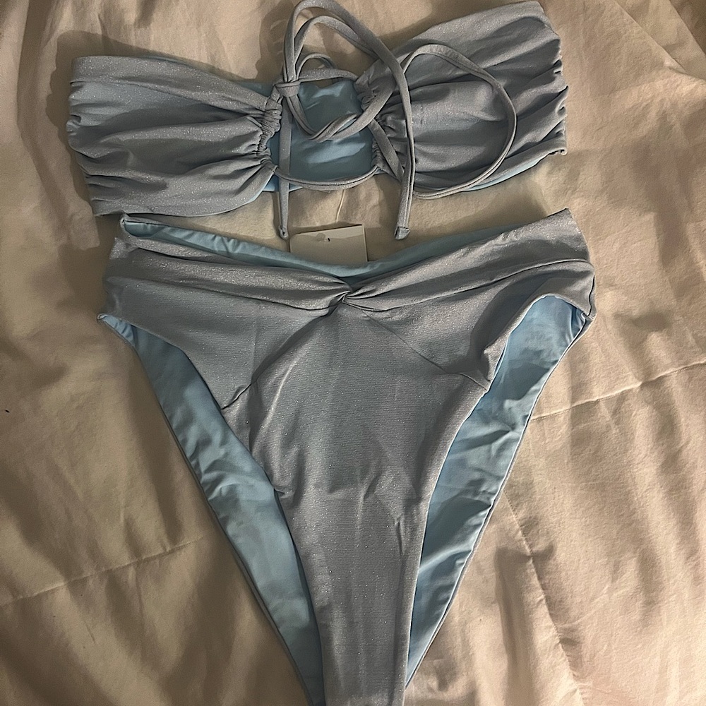 L SPACE Shimmer bikini top and matching bottom
